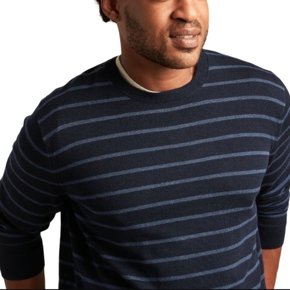 Banana Republic X Baruffa Italian Merino Wool Navy Gray Striped Sweater Size L - Picture 8 of 8